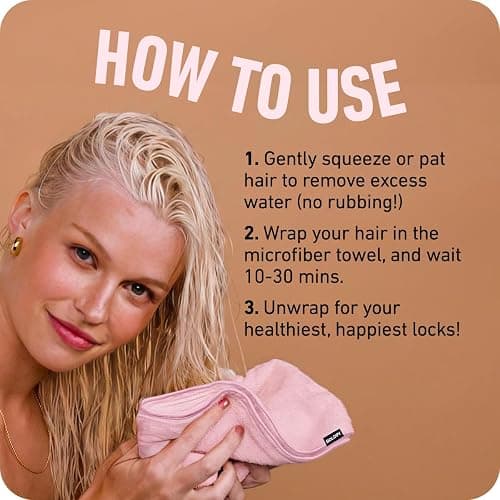 Boldify Quick Dry Microfiber Towel Wrap for Women - for Thin and Curly Hair - Anti Frizz Plopping Towel, Fast Drying Turban - Pink thumbnail 7