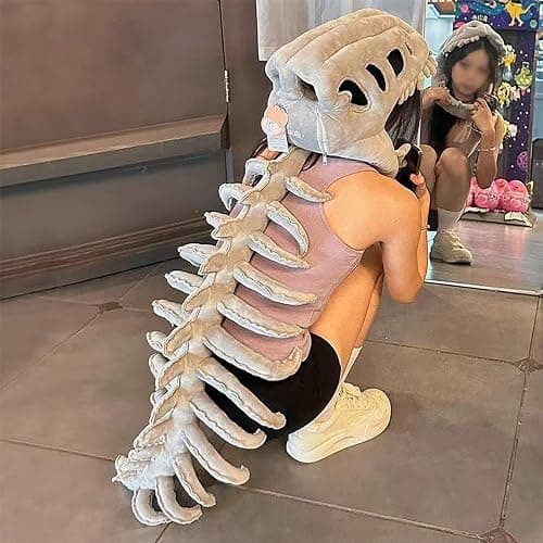YLBUH Spinosaurus Plush Dino Outfit, 3D Outfit Halloween Fun Dinosaur Skeleton Plush Costume with Spine Extension for Parties thumbnail 9
