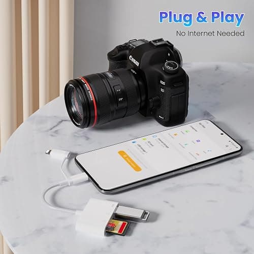 USB C to SD Card Reader for iPhone 15/16/17, Dual Connector (Lightning&USB-C) Lightning SD Card Reader for iPhone USB Adapter OTG Type C Memory Card Reader, Camera Viewer for iPhone 14/13/8/7 thumbnail 6