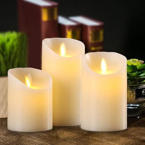 Hausware Flameless Candles Battery Operated Pillar Real Wax Flickering Moving Wick Electric LED Candle Sets 4" 5" 6" Pack of 3 with Remote Control Cycling 24 Hours Timer thumbnail 3