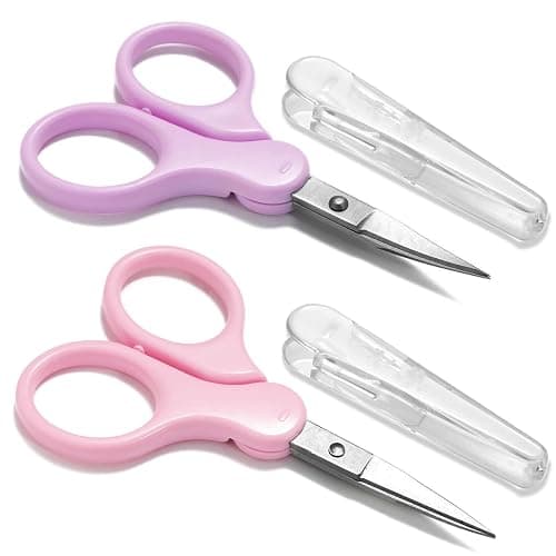 3.5" Sharp Small Craft Scissors all Purpose, Precision Straight and Curved Fine Tips for Thread Yarn Fabric Cutting, Mini Scissors with Protective Cover, Ideal for Sewing, Embroidery, Beauty, Crochet thumbnail 8