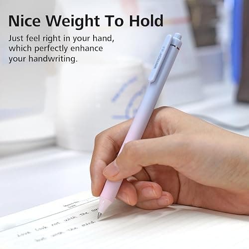 Writech Retractable Gel Ink Pens: 8ct Black Ink 0.5mm Fine Point Tip Pen Comfort Grip Smooth Writing with Aesthetic Gradient Color Barrel for Journaling Note Taking Sketching No Bleed & Smear thumbnail 6