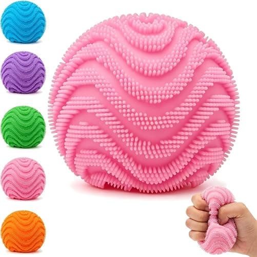 Fuzz Squishy Stress Ball, Soft Fidget for Anxiety Relief, Sensory Squishy Ball to Increase Hand Flexibility & Relieve, Ultra Squishy and Moldable Slow Rise for (Pink) - Image 1