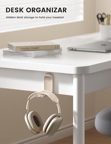 Lamicall Headphone Stand, Sticky Headset Holder - Foldable Headphone Holder Hook Mount, Adhesive Headset Hanger Clip Under Desk, Earphone Clamp for Airpods Max, HyperX, Sennheiser, Khaki thumbnail 3