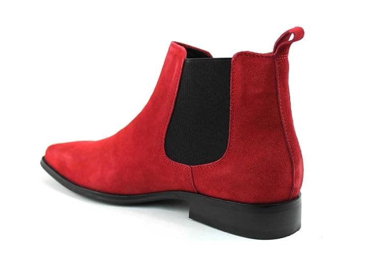 AZAR MAN Men's Chelsea Boots Genuine Leather Suede Dress Almond Toe - 10 - Red Suede thumbnail 6