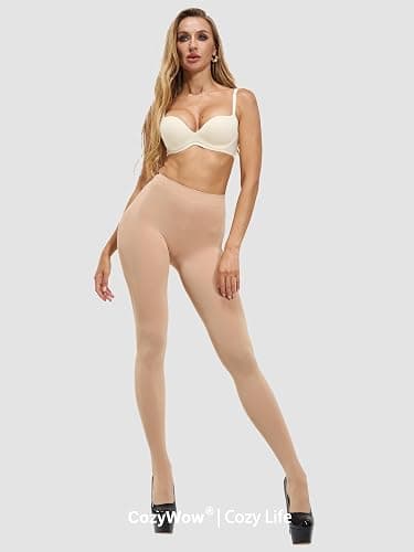 CozyWow Women's 80D Soft Opaque Tights, High Waist Solid Color Womens Tights with 30+ Colors thumbnail 5