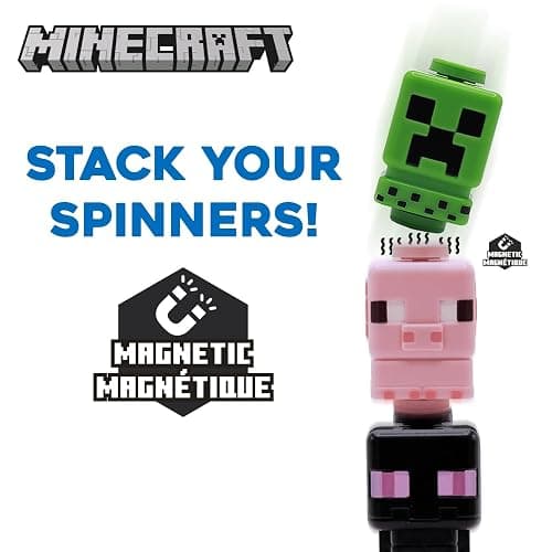 Minecraft Spinner Toys Series 2 – Pig, Magnetic & Stackable Fidget Spinner – Official Licensed Collectible by Just Toys LLC (2.5″) (Glow-in-The-Dark Creeper, Panda, Alex, Enderman, Pig) thumbnail 4