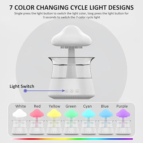 HIERTAOP Rain Cloud Humidifier Water Drip, 2 in 1 Rain Cloud Diffuser, Rain Drop Humidifier, Aromatherapy Essential Oil Diffuser thumbnail 2