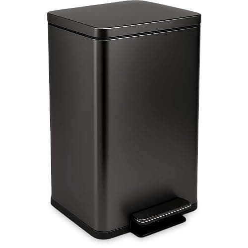 Simpli-Magic 13.2 Gallon (50L) Step Trash Can – Kitchen Garbage Can with Slow-Close Lid – Odor Control, Hands-Free, Easy to Clean, Brushed Stainless Steel - Image 1