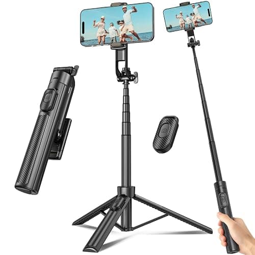 Selfie Stick Tripod for Phone with Remote Control & Holder, 50 Inch, Black | Extendable Selfie Stick Travel for iPhone, iPhone Tripod for Video Recording - Image 1