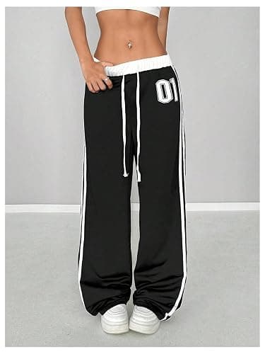 SOLY HUX Women's Baggy Sweatpants Wide Leg Ed Hardy Sweatpant Y2k Drawstring Pants Streetwear thumbnail 2