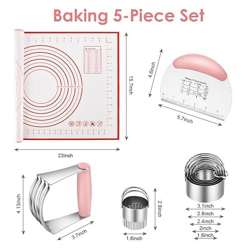 Pastry Cutter, Biscuit Cutter, Dough Scraper, Silicone Baking Mats, Stainless Steel Pastry Blender Set, Dough Cutter Biscuit Cutter Baking Pastry Mat Dough Blender Tools & Pastry Utensils (5 Pcs/Set) thumbnail 3
