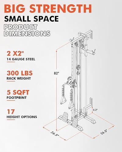 Mikolo Wall Mount Cable Station, Cable Crossover Machine with Dual Pulley System and 18 Adjustable Positions for Home Gym Fitness Equipment thumbnail 8