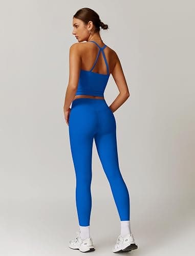 ABOCIW Workout Sets for Women 2 Piece Padded Sports Bra Tank Top High Waist Leggings Sets Gym Yoga Work Out Clothes thumbnail 2