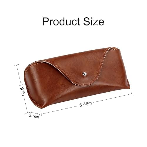 LogHog Portable Leather Glasses Case,Flexible Sunglasses Pouch Slim Case for Women Men Horizontal Eyeglass Case thumbnail 3