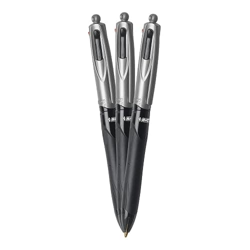 BIC 4 Color Grip Retractable Ballpoint Pen, Long-Lasting Ink and Comfortable Grip, 12-Count in Assorted Ink thumbnail 3