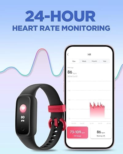 BIGGERFIVE Vigor 2 L Kids Fitness Tracker Watch for Boys Girls Ages 5-15, Activity Tracker, Heart Rate Sleep Monitor, IP68 Waterproof, Pedometer, Calorie Step Counter Watch, Black thumbnail 4