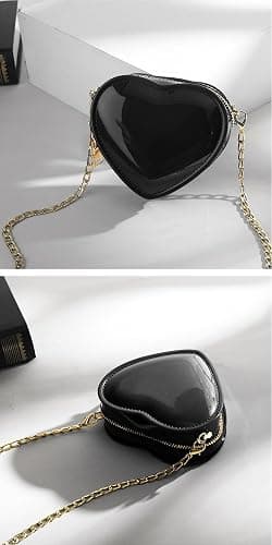 Canpto Girls Crossbody Purse Cute Heart-shaped Shoulder Kid Bag Lacquer Leather Princess Bag for Little Girls thumbnail 4