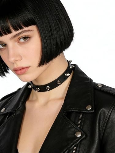 Hanfluenve Punk Leather Choker Collar Vintage Goth Necklace Black Collar Chokers Cosplay Rock Neck Adjustable Buckle Choker Leather Collars for Women Men thumbnail 4