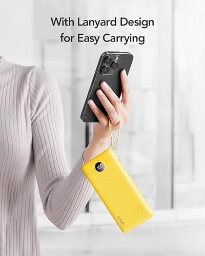 VRURC Portable Charger with Built-in Cables, 10000mAh LED Display USB C Power Bank, Slim Travel Battery Pack with 5 Output 2 Input Compatible with iPhone,Samsung,Android etc-Yellow(1 Pack) thumbnail 8