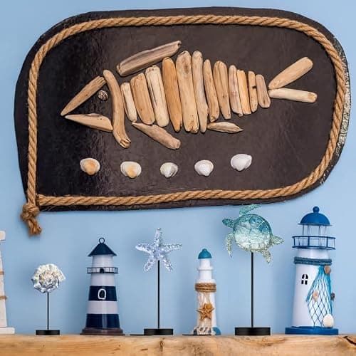 Maitys 3 Pcs Sea Table Decor Coastal Turtle Starfish Decor Ocean Beach Centerpieces Nautical Standing Block Wooden Centerpiece Sign for Summer Holiday Seasonal Home Kitchen thumbnail 5