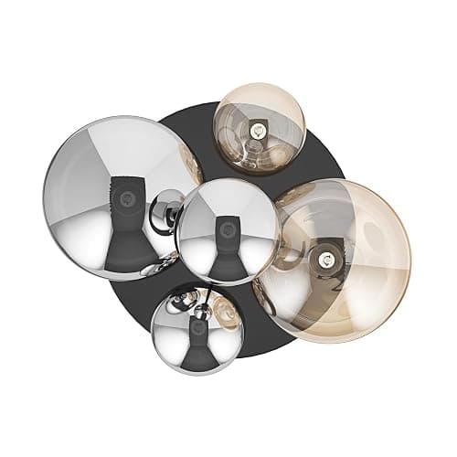 Aiwen 5-Light 17.71 in Black Semi Flush Mount Ceiling Light, Modern Ceiling Chandeliers with Globe Glass Shade, Farmhouse Ceiling Light Fixture, Cluster Chandelier for Bedroom thumbnail 6