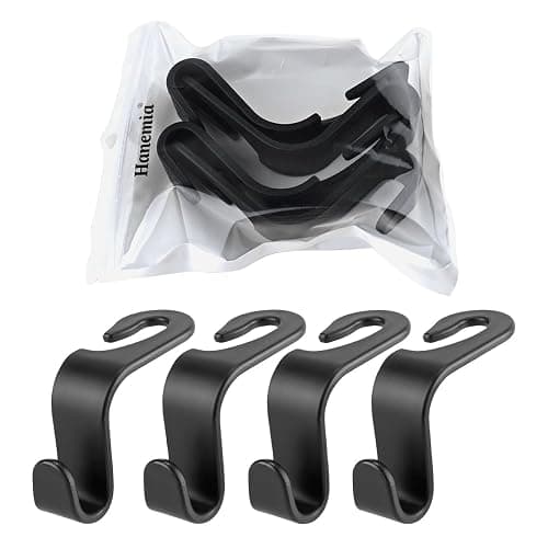 Car Back Seat Headrest Hooks, 4 Pack Black Stylish Back Seat Hanger for Car Handbag Clothes Coats Grocery Bags, Car Interior Accessories (Black2) thumbnail 9