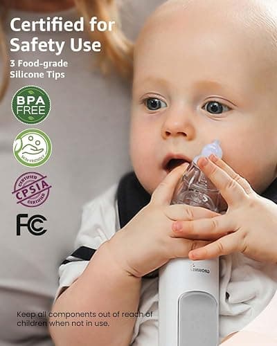 GROWNSY Nasal Aspirator for Baby, Electric Baby Nose Sucker with Larger Suction Chamber and More Powerful Suction, Automatic Nose Cleaner with Music and Light Soothing Function thumbnail 7