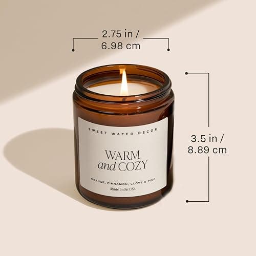 Sweet Water Decor Cozy Season Soy Candles - Fall Candles with Woods, Warm Spice, and Citrus Scent for Home Decor - Soy Candle with 40 Hours Burn Time - 9Oz Black Lid Amber Jar Candles Fall Scents thumbnail 5