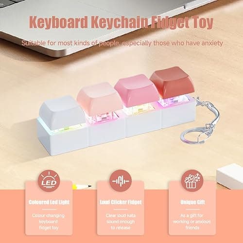 Keyboard Fidget Toy - Keyboard Clicker with LED Light Fidget Keyboard Keychain Fidget Toy Stress Relief Keyboard Fidget Clicker thumbnail 4