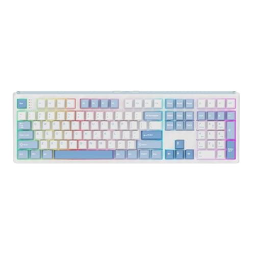 EPOMAKER TH108 Full Size Mechanical Keyboard (Blue&White, Creamy Jade) - Image 1