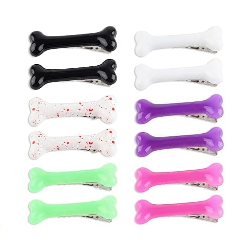 Kexinglu 12Pcs Bone Hair Clips, Mixed colors Hairpins for Goth Halloween Cosplay Cutecore Costume Accessories - Image 1