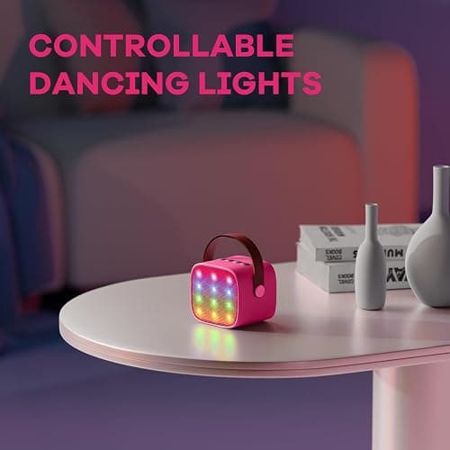 YLL Mini Karaoke Machine for Kids Toys, Portable Bluetooth Speaker with 2 Wireless Microphones, Birthday Gifts for Girls 3, 4, 5, 6, 7, 8, 9, 10, 11, 12+ Years Old Toddler Teens (Hotpink) thumbnail 9