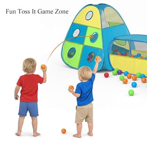 3 in 1 Kids Play Tent with Tunnel & Ball Pit,Pop Up Indoor/Outdoor Playhouse for Boys and Girls,Crawling Tunnel Toy with Fun Toss It Game Zone,Easy Setup Foldable Carry Bag (Balls Not Included) thumbnail 5
