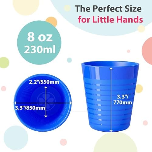 Muulaii Set of 12 Kids Plastic Cups- 8 oz Children Drinking Cups Reusable Unbreakable Plastic Stackable Water Tumblers for Kids & Toddlers Bright Colored- Dishwasher and Microwave Safe thumbnail 3