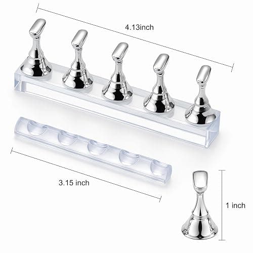 Nail Art Tools Set – 15pcs Nail Brushes, 5pcs Dual-Ended Dotting Pens, Nail Stand & Holder Kit with Brush Rack, Tweezers & Double-Sided Tape for DIY Nail Design & Press On Nails thumbnail 4