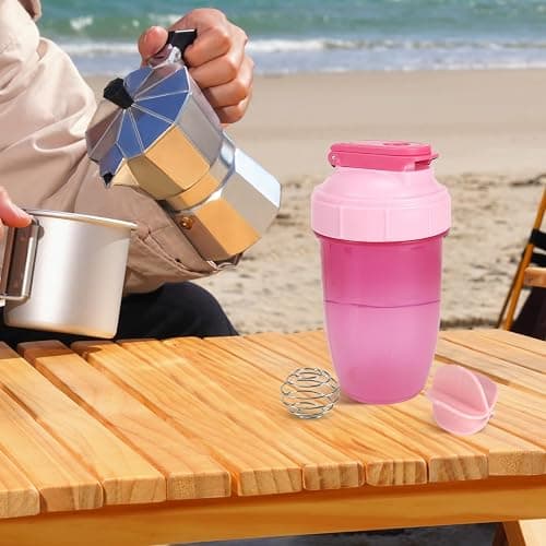 D.Y.A 16oz Shaker Bottle，Leak Proof Sports Shaker Cups for Protein Shakes，Shaker Bottle for Pre Workout and Travel To Go，BPA Free & Easy Clean Protein,Pink thumbnail 7
