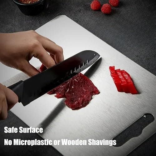 Titanium Cutting Board - 2025 New Upgrade 100% Pure Titanium Cutting Boards for Kitchen Double Sided Non Toxic Titanware Cutting Board,Hygiene Durable Dishwasher Safe Chopping Board (14"L x 10"W) thumbnail 3