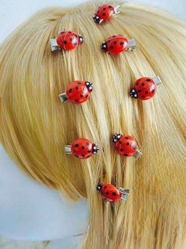 TYATVS 10 Pcs Ladybug Hair Clips Cute Lady Bug Barrettes Y2k Whimsy Twee Animal Grunge Whimsical Accessories (red) thumbnail 4