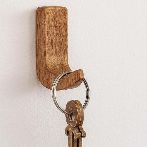 Indian Shelf 6 Wood Adhesive Wall Hooks Peel Stick for Keys and Jewelry thumbnail 7
