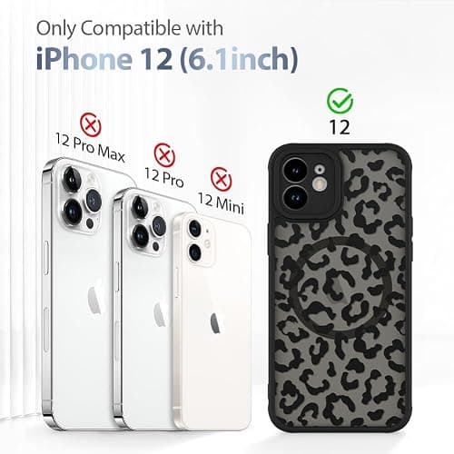 AIGOMARA Case for iPhone 12 [Compatible with MagSafe] Black Leopard Pattern Design for Women Girls Men Soft TPU Bumper Hard PC Back Anti-Fall Shockproof Protective Slim Magnetic Cover thumbnail 7