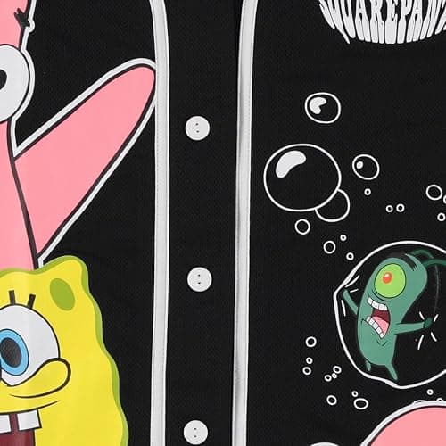 SpongeBob SquarePants Ladies Baseball Jersey - Spongebob, Mr Krabs, Squidward, Patrick - Mesh Button Down Baseball Jersey thumbnail 5