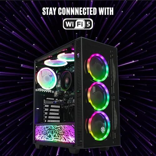 XUM Titan Prebuilt Gaming PC: AMD Ryzen 5 5500GT, Radeon Vega 7 Integrated Graphics, 16GB DDR4 RAM, 256GB NVMe SSD, 1TB HDD, 500W PSU 80+ Bronze, aRGB, WiFi 5, Windows 11 Home, Entry Level, Black Case thumbnail 8