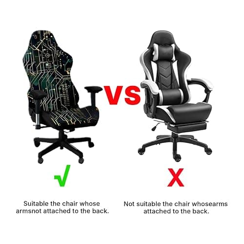 Kitegrese Printed Gaming Chair Slipcover, Cat Scratch Proof Stretchable Game Chair Cover with Arms Cover(G) thumbnail 5