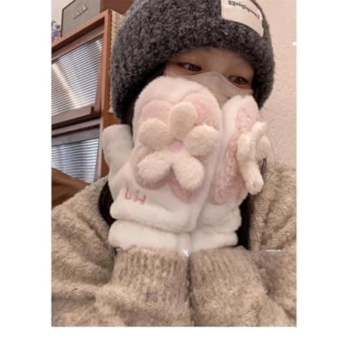 SENCODA Floral Women's Gloves Mittens Cute Kawaii Fuzzy Warm thumbnail 4