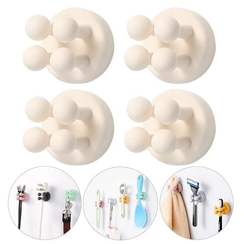 iBetterLife 5Pcs Self-adhesive Hooks Holders - Mounted to Wall Mirror for Clipping & Hanging Toothbrush Razor Towel Key Plug Cable, Utility Holder for Kitchen Bathroom Home Office Dorm Room Essentials thumbnail 9
