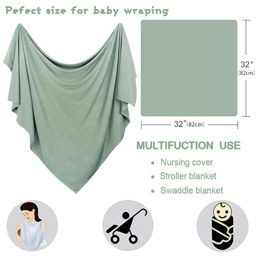 OWLOWLA Newborn Swaddle Set Stretchy Swaddle Blankets for Newborns 0-6month | Soft Breathable Fabric,Baby Swaddle Set Size 32"x32",Baby Receiving Blanket for Boys Girls,Olive thumbnail 5