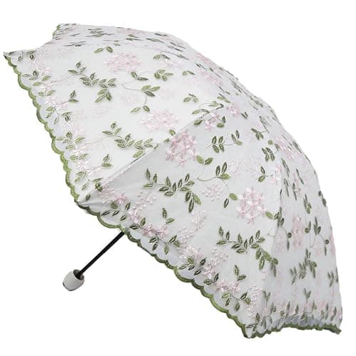 Aikelai Embroidery Floral Lace Umbrella for Women/Girls, UV Umbrellas for Sun Protection,Folding Compact Umbrella,Portable Fancy Umbrella for Travel - Image 1