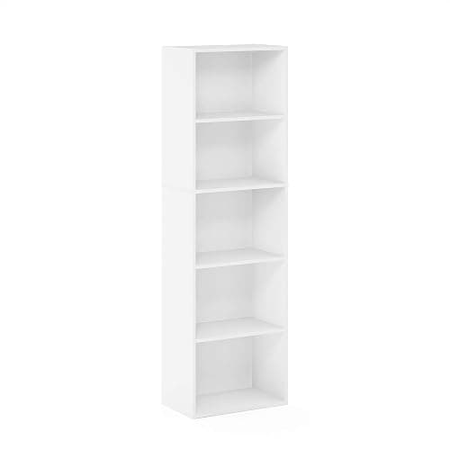Furinno LUDER Book Shelf, 5-Cube Bookshelf, Bookcase with Open Shelf, 9.4 x 15.8 x 52, for Living Room, Bedroom, Home Office, White thumbnail 5