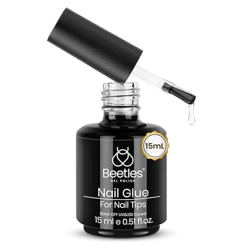 Beetles Gel Polish 9 in 1 Nail Glue with New Formula, 0.5 Fl Oz Super Strong Brush in Nail Gel Glue for False Nails Tips, Rhinestone, Base Gel, Blooming Nail Gel, U V Light Required - Image 1
